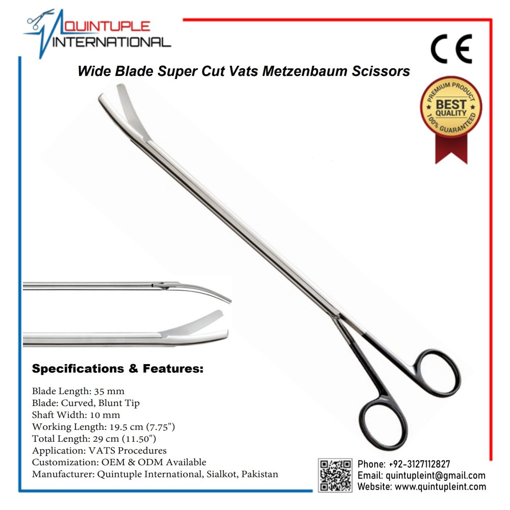 Heavy Wide Blade Super Cut Vats Metzenbaum Scissors